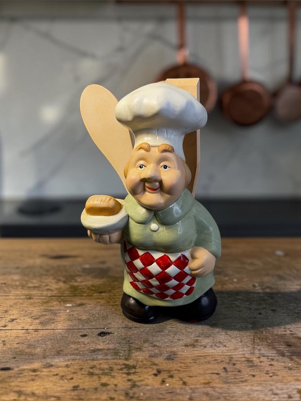 VINTAGE CHEF UTENSIL HOLDER WITH WOODEN UTENSILS | RETRO KITCHEN DECOR